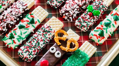 Christmas chocolate covered wafer cookies