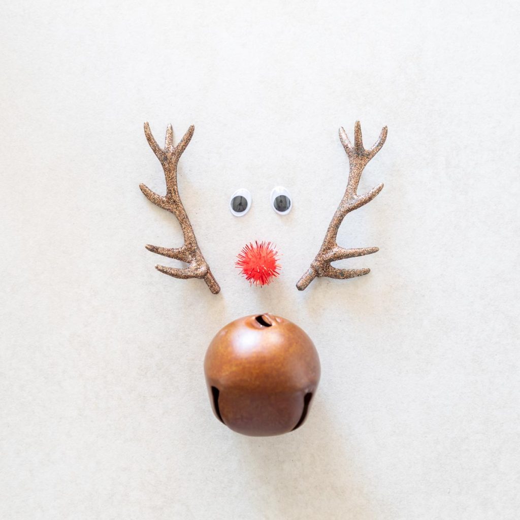 how to make a reindeer ornament out of a brown jingle bell